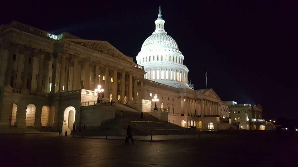 Washington DC Capitol building at night