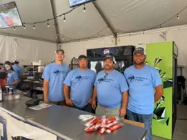 NPPC Past President and Missouri pork producer Scott Hays (left) talks trade with U.S. House Ways and Means Committee Chairman Jason Smith (R-MO) at the Missouri State Fair.