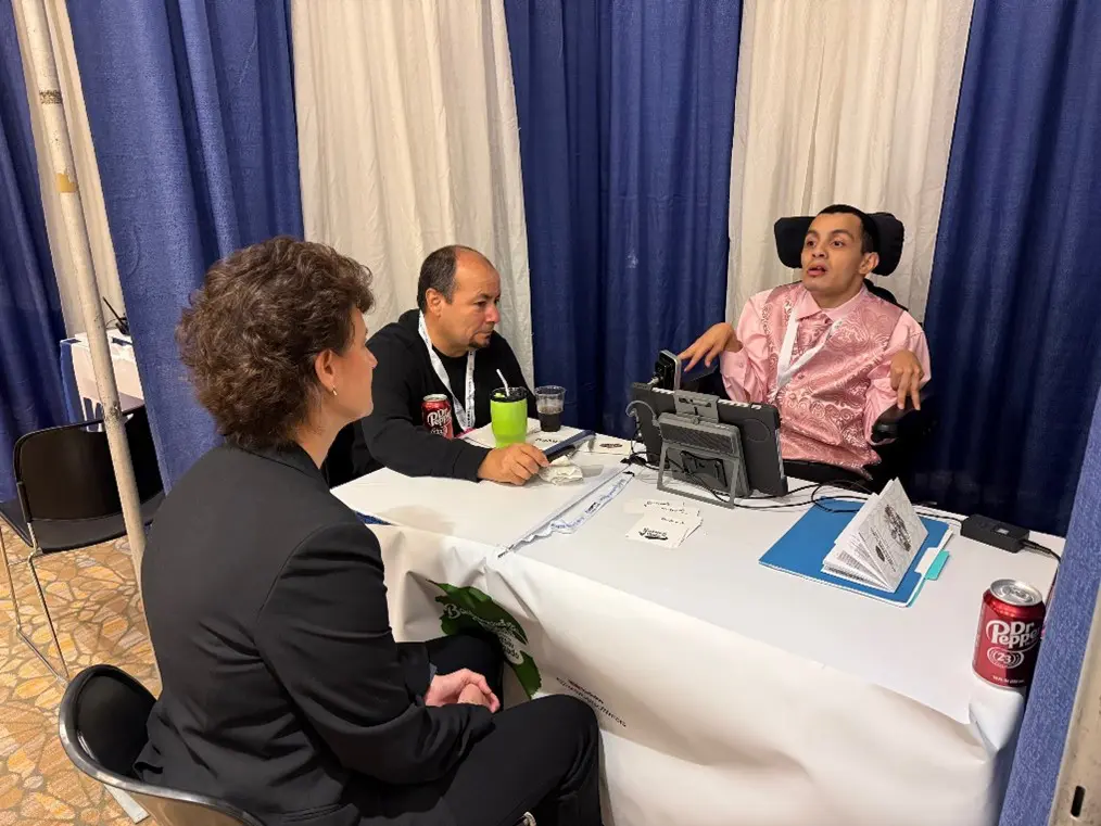 NPPC Immediate Past President and Minnesota pork producer Lori Stevermer is interviewed by Back Roads of Illinois’ Caesar Delgado.
