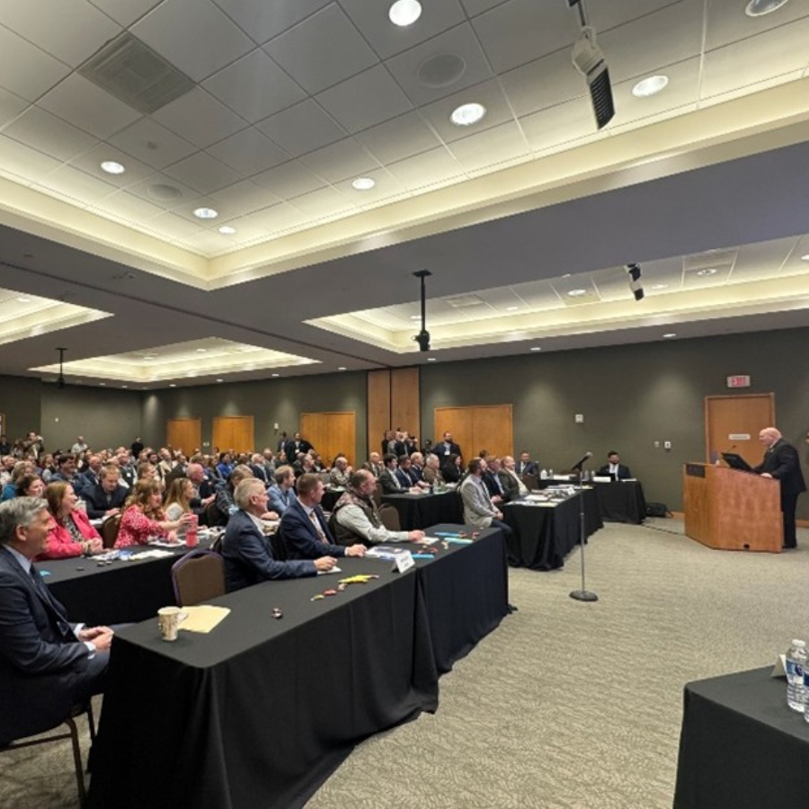 Chairman Thompson (far right) talks Farm Bill 2.0 to the Illinois Pork Producers Association annual meeting.